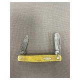 vintage Case XX two-blade pocket knife with yellow