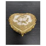 Filagree gold & white rose trinket box