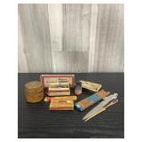 antique inkwell & drawing tools