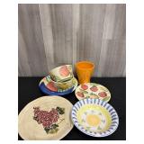 Colorful fruit assorted dishes lot