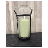 black wireframe pillar candle holder lantern