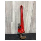 Red heavy duty pipe wrench