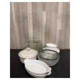 White ceramic & glass dish lot