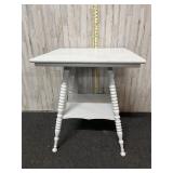 White wooden two tier side table