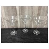 3 heavy crystal martini glasses