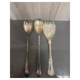 Lot of 3 silverplated serving spoons