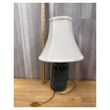 Blue colored glass mason jar lamp