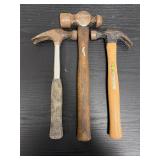 Trio of vintage hammers