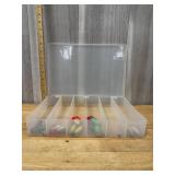 Clear tackle box with spoon lures