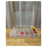 Clear tackle box with buzz bombs