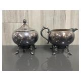 vintage silver on copper footed creamer and lidded