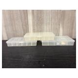 3 small plastic tackle storage boxes