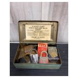 Tin box of vintage locks