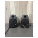 pair of black Logitech Z130 2.0 Stereo Speakers