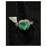 2.40CTW Emerald & 0.75CTW DIA 18K two tone Gold