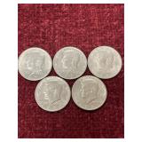 Set of 5 1971 US Kennedy half dollar coins