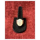 wide-band silver ring with oval mother of pearl in