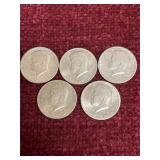 Set of 5 1971 U.S. Kennedy Half Dollars