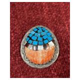 Sterling Silver Native American mosaic inlay shell