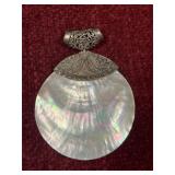Vintage Silver shell disc pendant