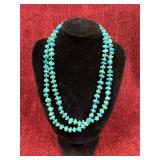Vintage turquoise nugget bead necklace with sterli