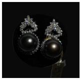 Cultured South Sea Pearls & 3.67CTW DIA Earrings