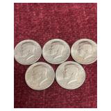 Set of 5 1971 US Kennedy Half Dollars