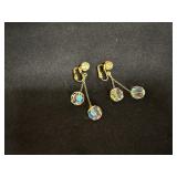 vintage gold-tone clip-on dangle earrings