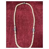 single-strand white faux pearl necklace with Sterl
