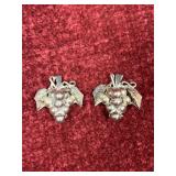 vintage sterling silver grape cluster clip-on earr