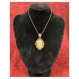 vintage-style sterling silver necklace with green