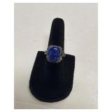 sterling silver ring with oval lapis lazuli gemsto