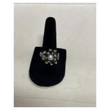 vintage sterling silver ring central white pearl