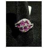 2.43CTS Sapphire & 0.38 Diamond Ring PLAT