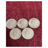 Set of 5 1971 US Kennedy Half Dollars