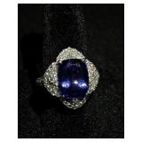 5.49CT Tanzanite & 0.96CTS DIA Ring PLAT