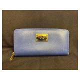 blue leather Michael Kors zip-around wallet