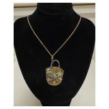 12k gold chain with chineses handbag pendant