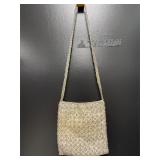vintage off-white beaded shoulder bag