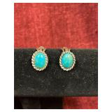 Sterling Silver & turquoise clip-on earrings