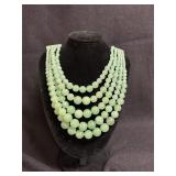 Vintage green jade beads beaded necklace