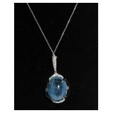 19.57 CTS Aquamarine & Diamond Pendant 14K Gold