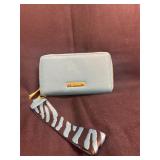 light blue Joy Mangano pebbled leather zip-around