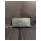 black pebbled leather zip-around wallet by Kate Sp