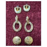Gold-colored clip on earrings & buttons