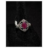 1.43CT Ruby & 0.49CTS Diamond Ring PLAT