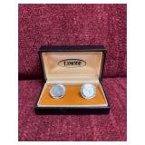 Lamode silvertone monogrammed round cufflinks
