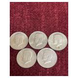 Set of 5 1972 US Kennedy Half Dollars