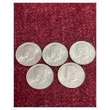 Set of 5 1983 U.S. Kennedy Half Dollars