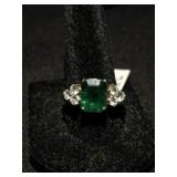 3.35CTW Emerald & 0.50CTW Diamond Ring